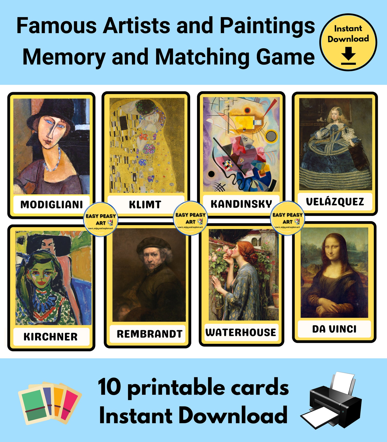 Art Matching Game for Toddlers and Kids, Montessori Cards for Toddlers ...