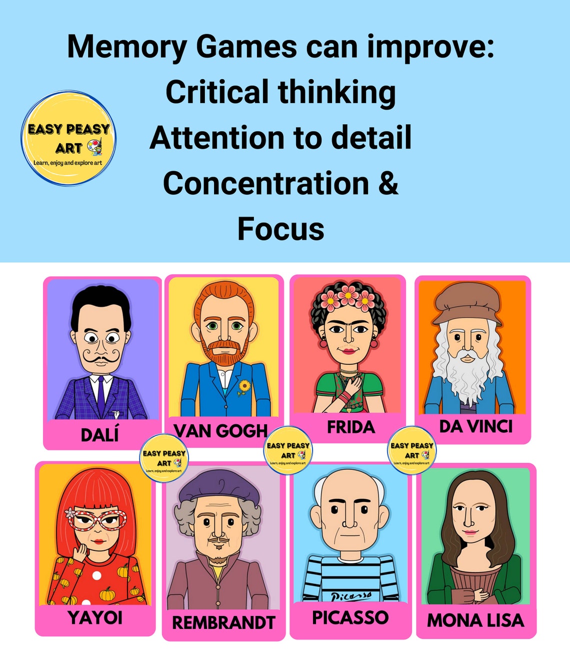 Memory Match Game Printable, Matching Games for Kids, Kids Games