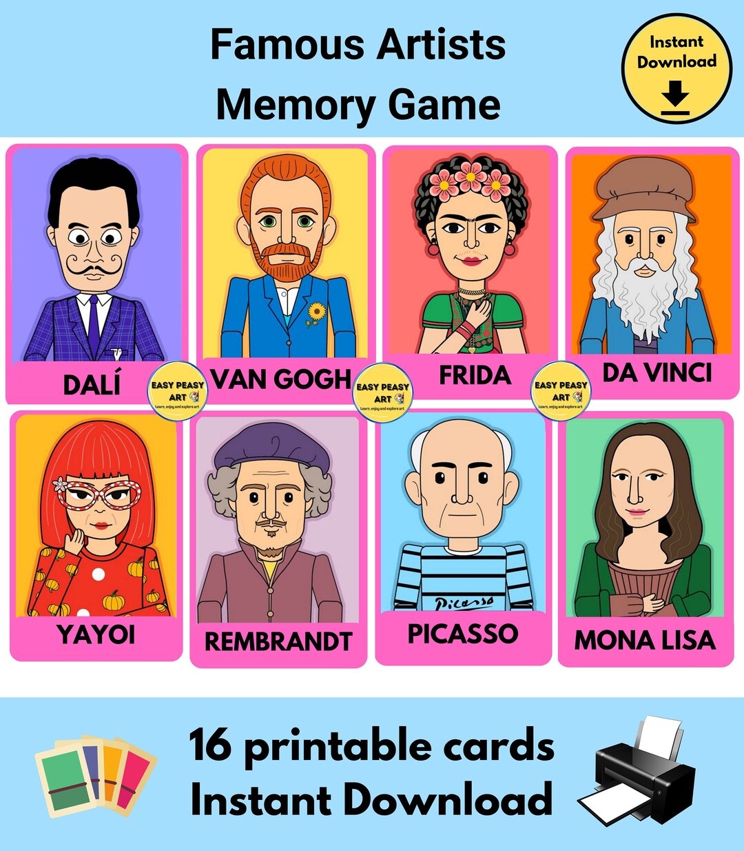 Memory Match Game Printable, Matching Games for Kids, Kids Games