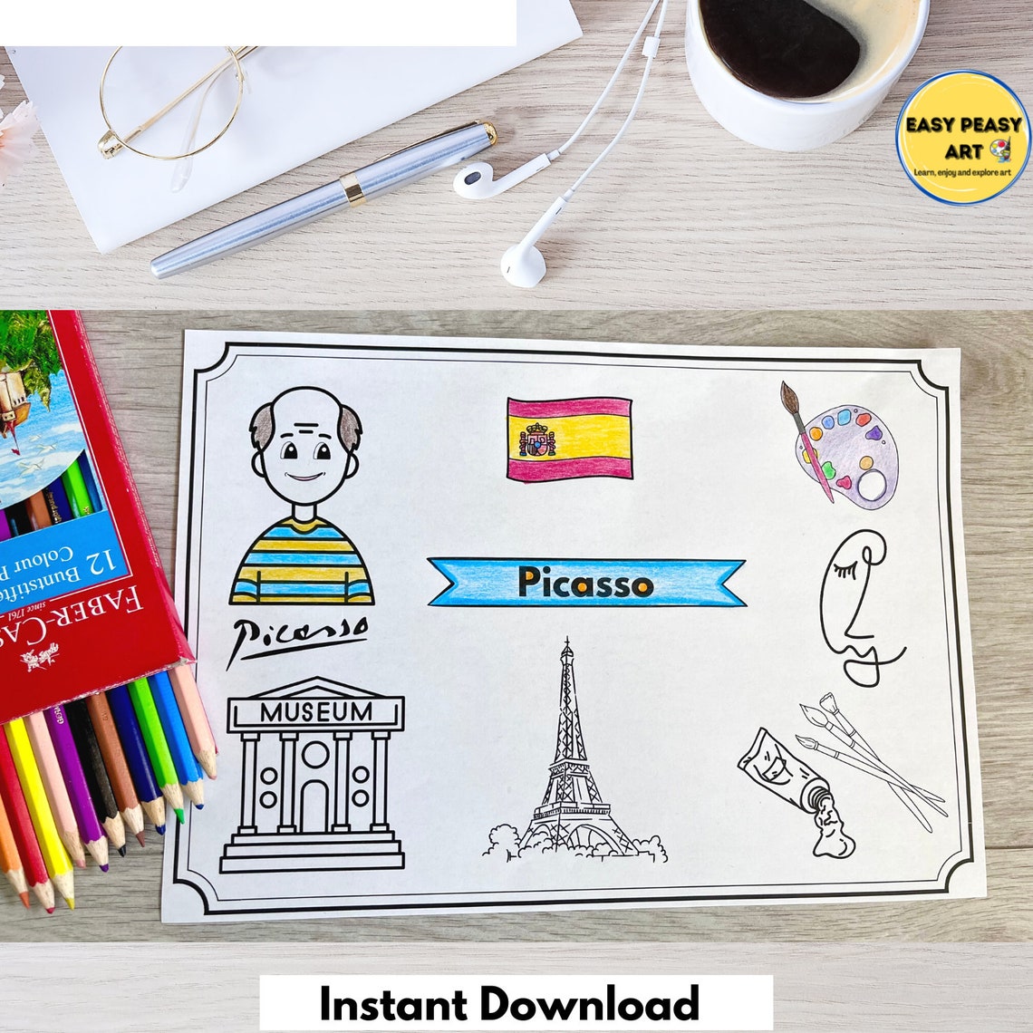 Famous Artists Coloring Pages Vincent Van Gogh Coloring Page - Etsy UK