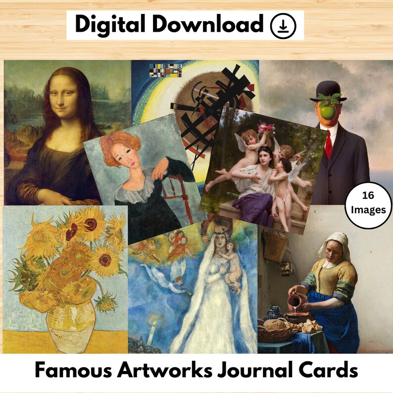 Famous Paintings Journal Cards Printable, Art Printable Junk Journal