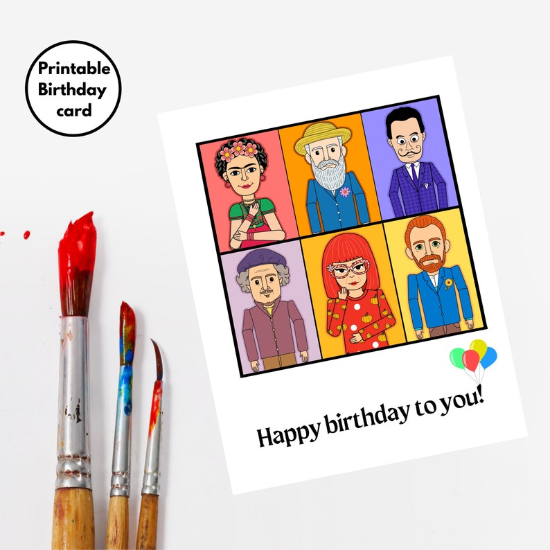 Artist Birthday Card, Cute Birthday Card, Gifts for Artists, Artist