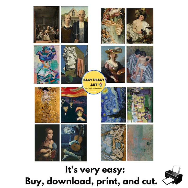 Famous Paintings Flashcards Printable, Famous Artists Prints, Fine Art ...