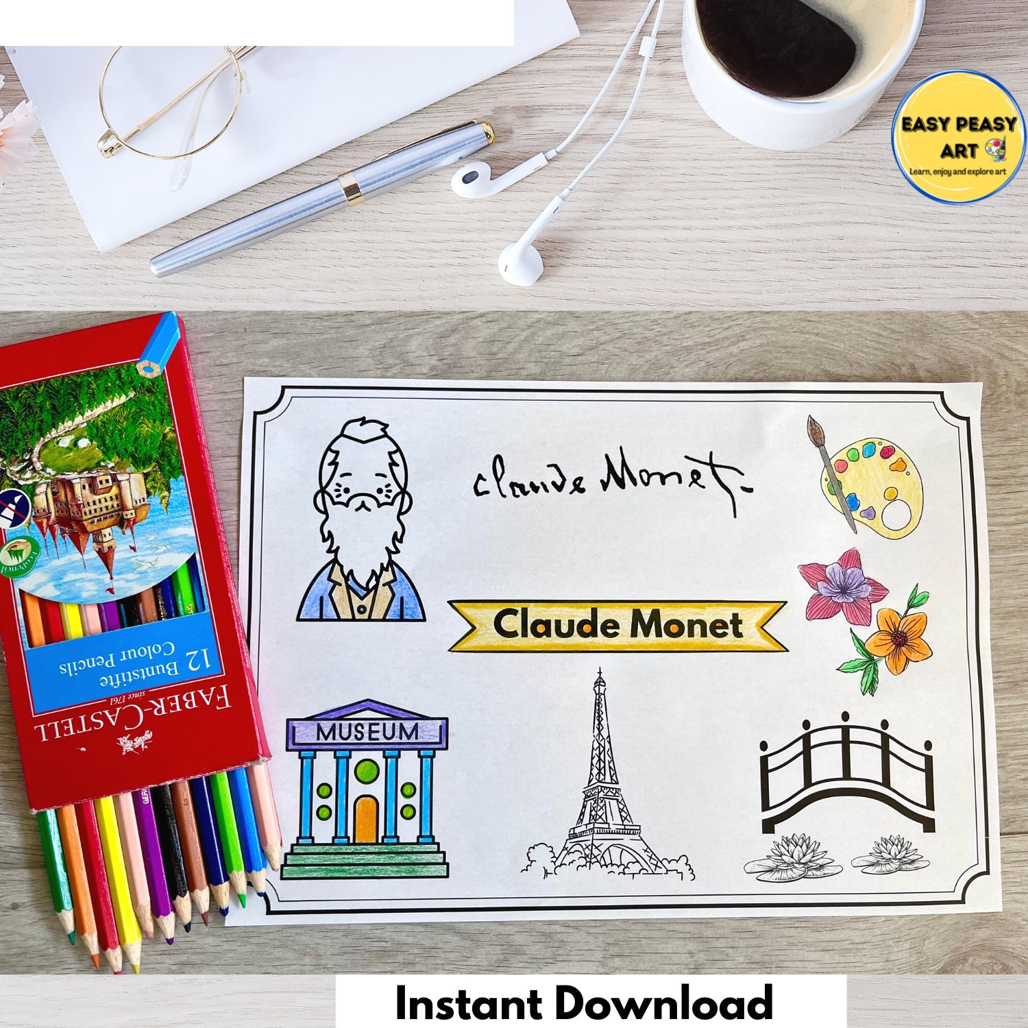 Famous Artists Coloring Pages Vincent Van Gogh Coloring Page - Etsy UK