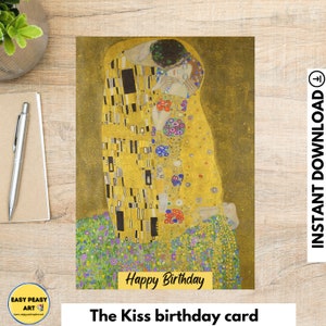 Il biglietto di compleanno Il bacio, Il bacio Klimt, Gustav Klimt, Biglietto di compleanno, Regalo per insegnante d'arte, Regali per artisti, Biglietto di compleanno d'arte, Artisti famosi