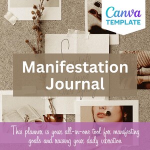 編集可能なCanvaマニフェストジャーナル – 引き寄せの法則テンプレート | PDFをすぐにダウンロード
