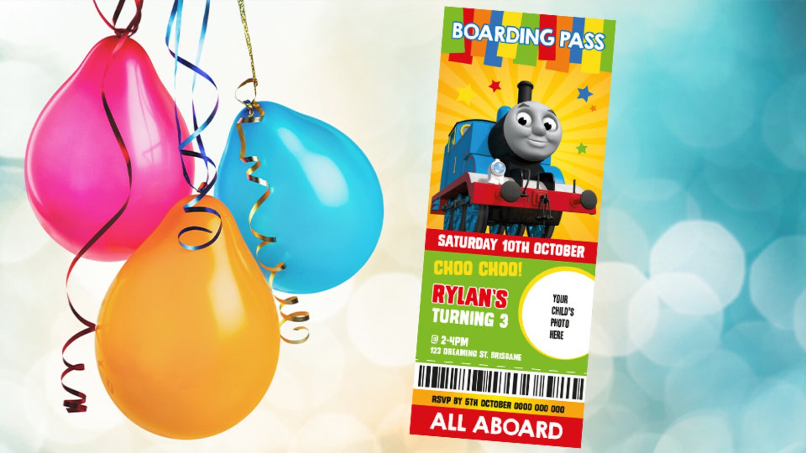 Thomas the Tank Engine Invitation Custom Digital File - Etsy Australia