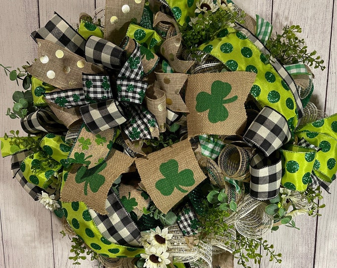 St. Patrick's Day Wreath, St. Patty Wreath, Wreath for St. Patrick's Day, Wreath for Front Door, Holiday Wreath