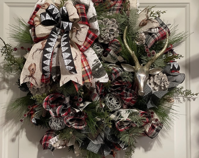 Rustic Winter Wonderland Wreath, Festive Christmas Wreath for Front Door, Handcrafted Home Decor, Magnificent Holiday Decoration, Decor