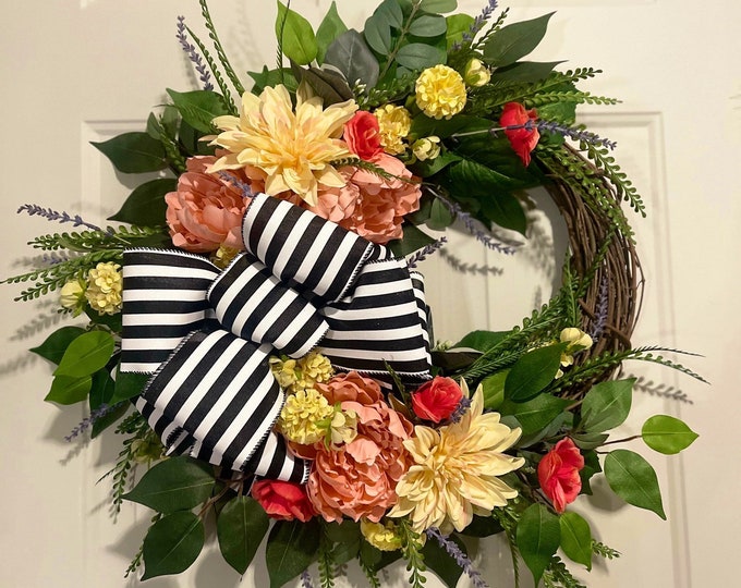 Summer Wreath for Front Door, Summer Grapevine Wreath, Porch Decor Outdoor, Seasonal Decor, Grapevine Wreath, Outdoor Wreath,Wreath with Bow