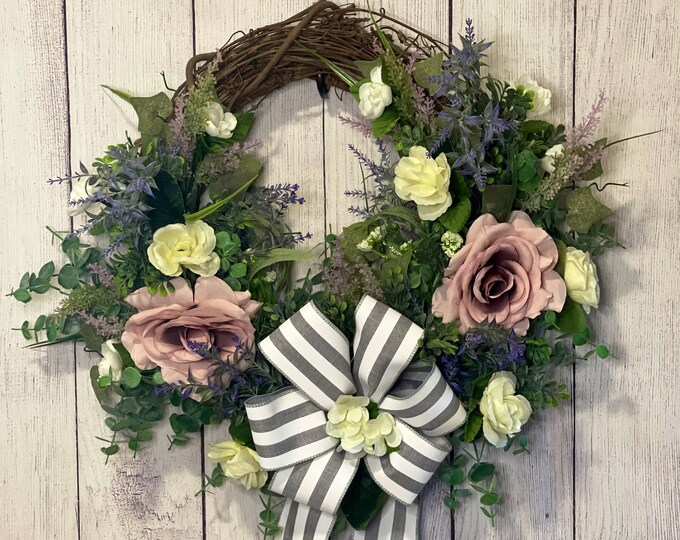 Grapevine Wreath with magnolias, Grapevine Wreath with Fern, Magnolia Grapevine, Grapevine with Bow, Grapevine for Summer, Wreath for Door