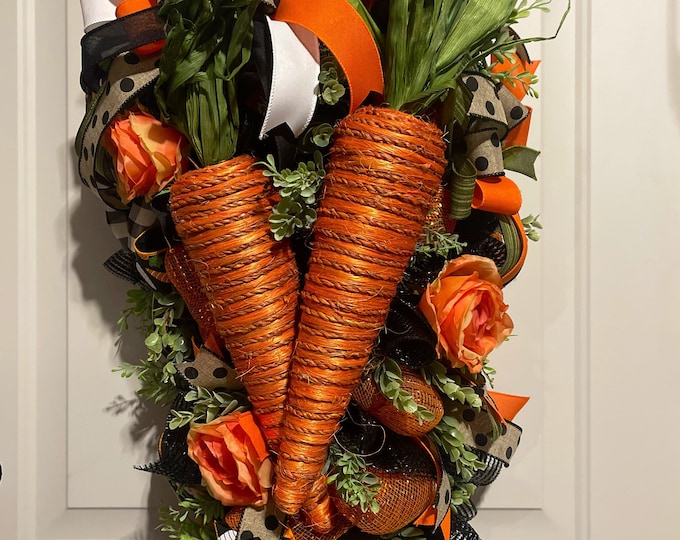 Easter Carrot Swag, Easter Swag,Easter Decor Carrots,Easter Wreath Swag,Easter teardrop Swag,Carrot Swag Wreath for Front Door,Easter Decor