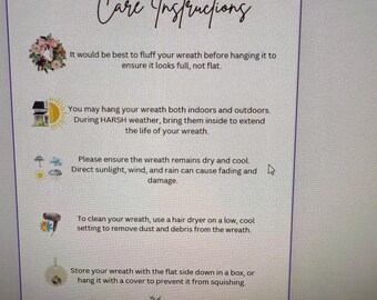 Artificial Wreath Care Instruction Cards | Packaging Inserts