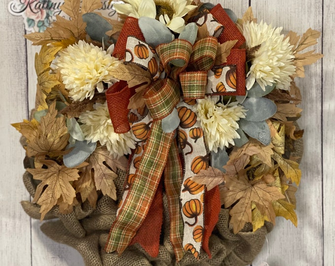 Fall Wreath, Fall Decor Wreath, Burlap Wreath, Front Door Wreath, Thanksgiving Wreath, Seasonal Wreath, Home Decor Wreath, Holiday Home Deco