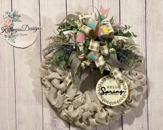 Easter Wreath, Wreath for Easter, Front Door Wreath, Spring Wreath, Wreath with Sign, Farmhouse Wreath, Farmhouse Spring Wreath