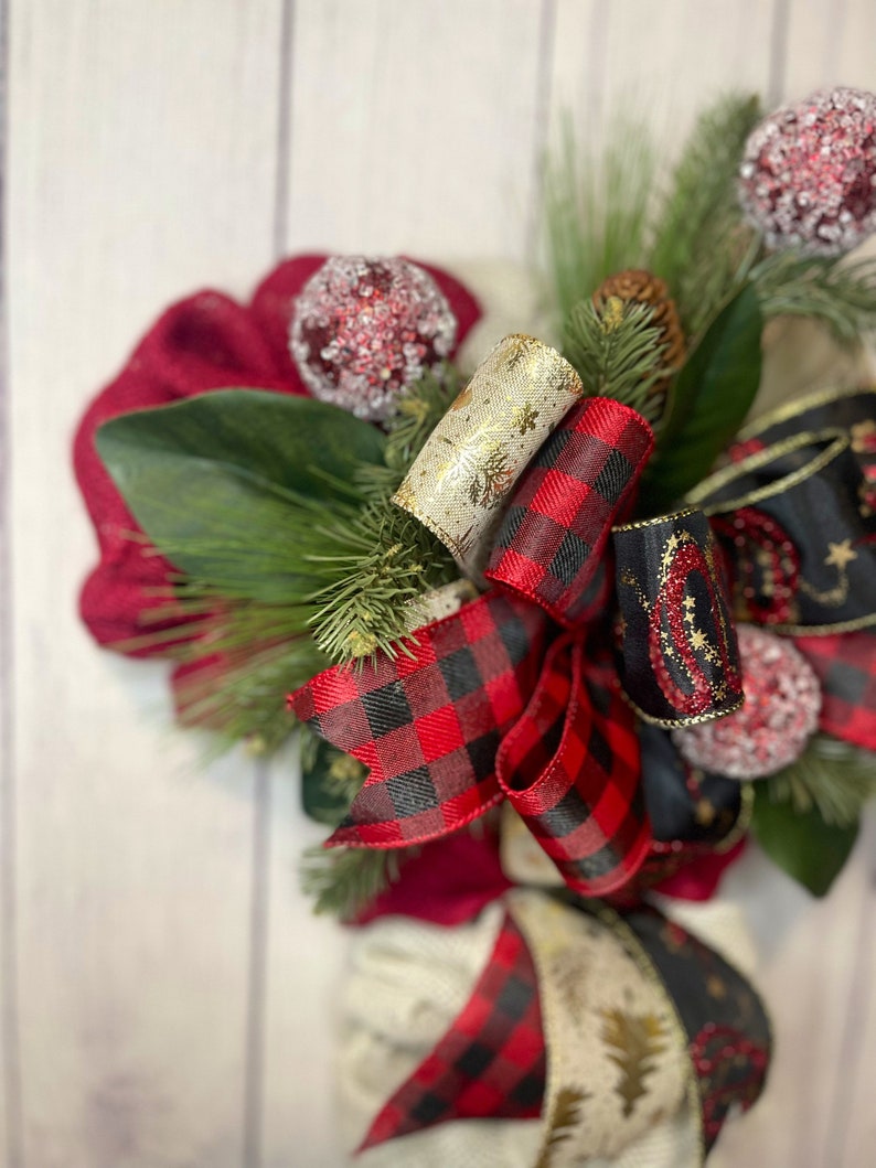 Burlap Candy Cane Christmas Wreath, Farmhouse Holiday Decor - Etsy