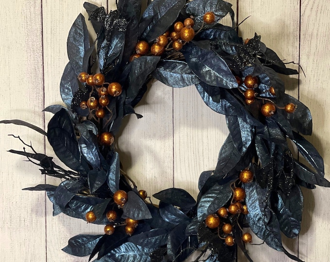 Sparkly Halloween Wreath, Glam Halloween Wreath, Black and Orange Halloween Wreath, Halloween Front Door Wreath, Glam Halloween Wreath