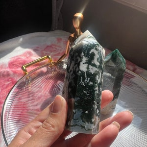 Moss agate tower/ moss agate