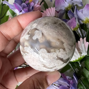 High quality flower agate sphere