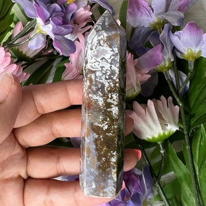 High quality Purple moss agate tower/ Moss agte