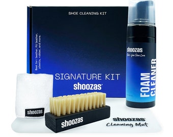 Shoozas Signature Shoe Cleaner Kit - No Water Needed, Quick Dry, Non-Toxic, Best for Leather, Plastic, Rubber, Soles, Includes Cleaning Mat