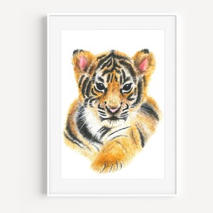 Tiger Cub Watercolour Print, Unframed Nursery Print, Safari Print, Nursery Wall Art, Tiger Cub Gift, Baby Shower Gift, Lunar New Year Gift