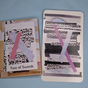Mini-zine Two of Swords et tarot personnalisé. Parfait pour les jeux de tarot Magpie, le collage