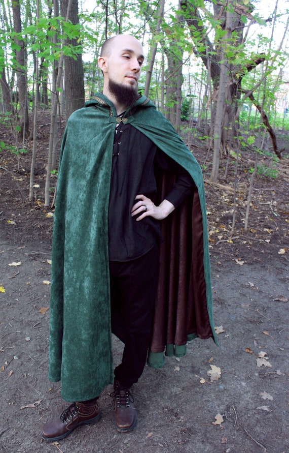 Earth Green Half Circle Cloak- Brown Lining - Etsy