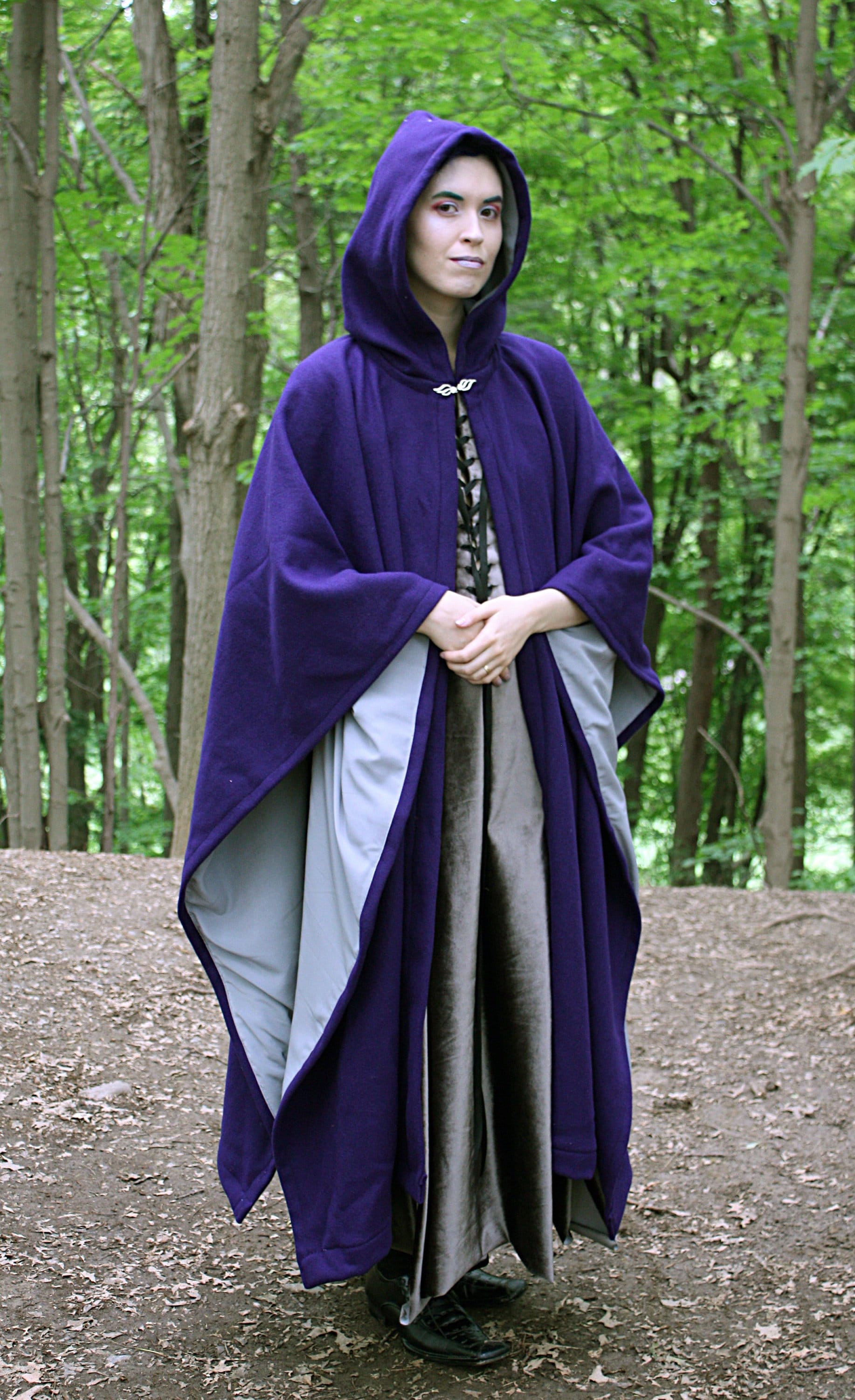 Purple Wool Rectangle Cloak- Grey Lining - Etsy