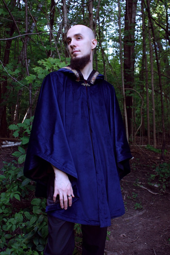 Short Blue Velvet Oval Cloak- Black Lining - Etsy