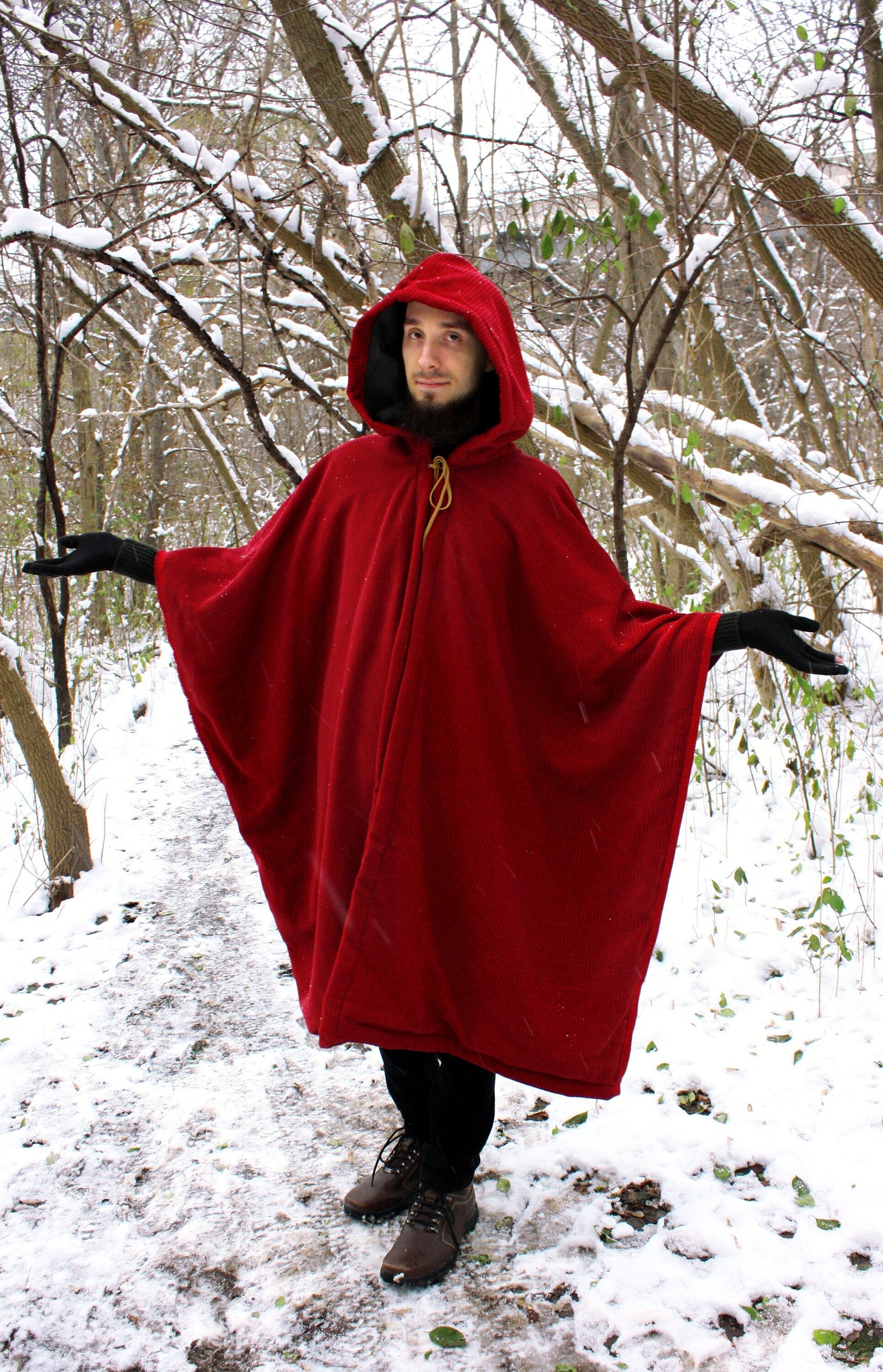 Reversible Red-grey Cloak - Etsy