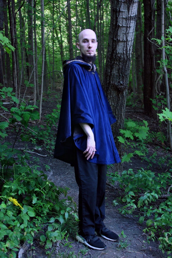 Short Blue Velvet Oval Cloak- Black Lining - Etsy