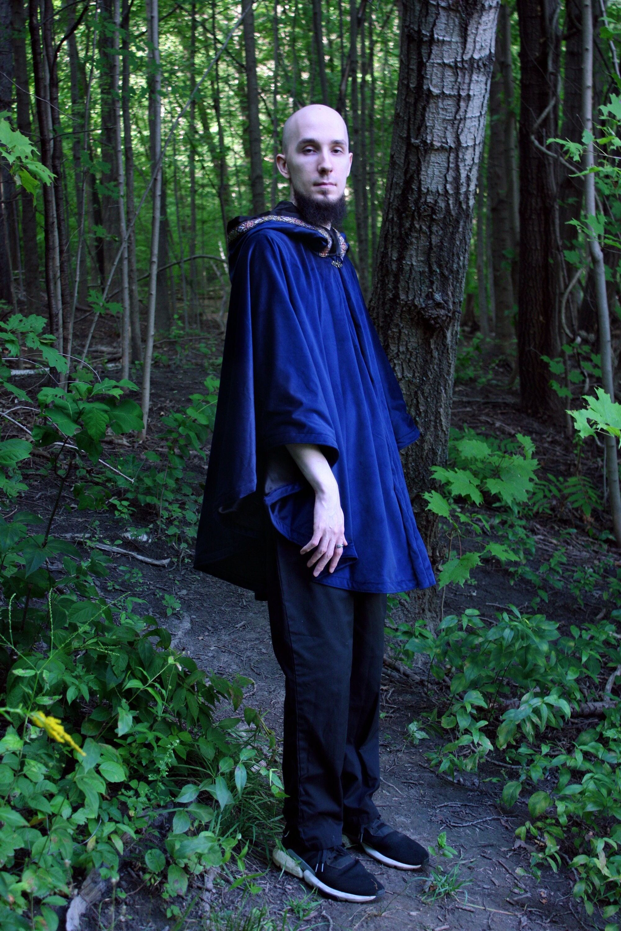 Short Blue Velvet Oval Cloak- Black Lining - Etsy