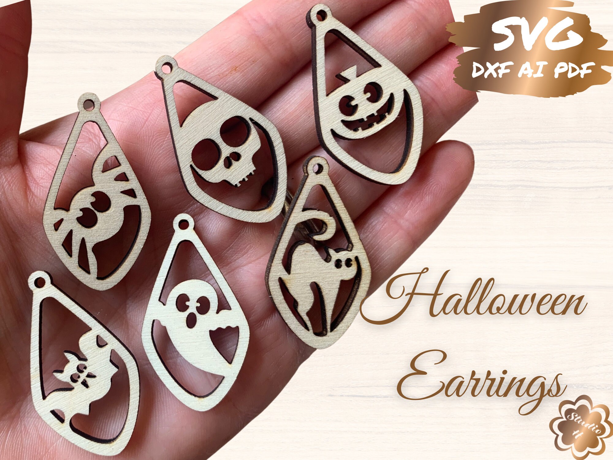 Halloween Earring SVG Files Halloween SVG Spooky Earring - Etsy