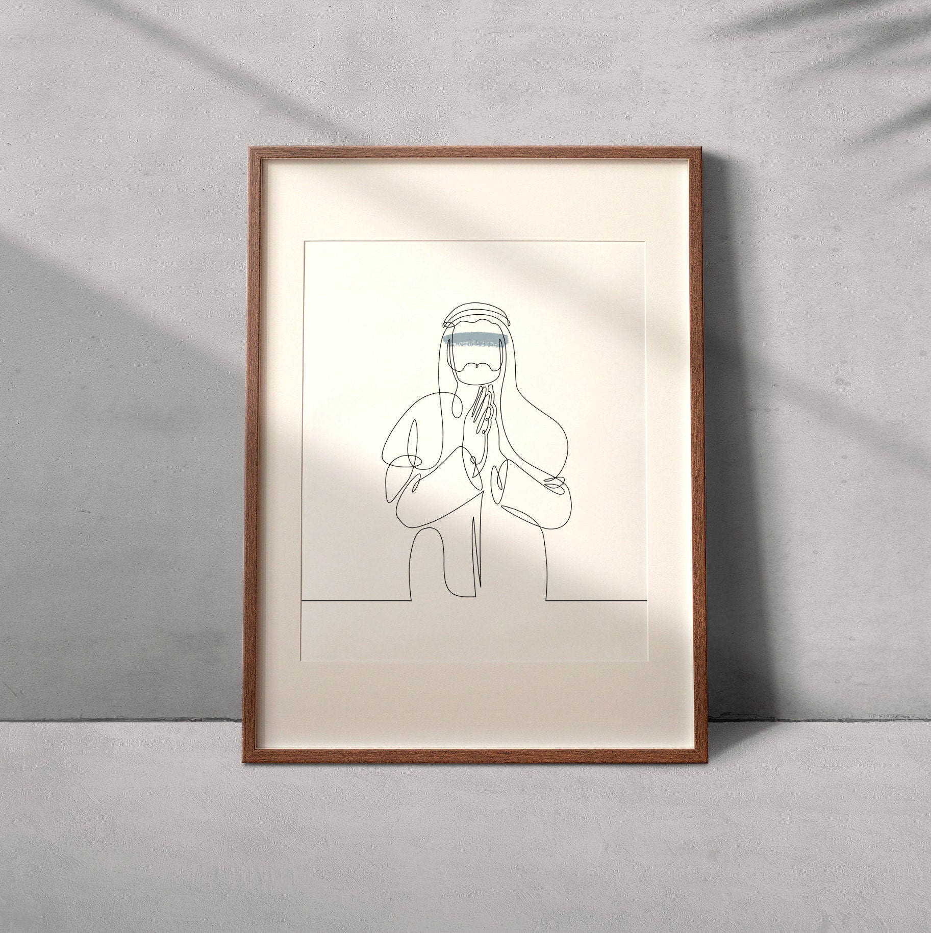 Affiche Minimaliste d'un Homme Debout Mains Jointes