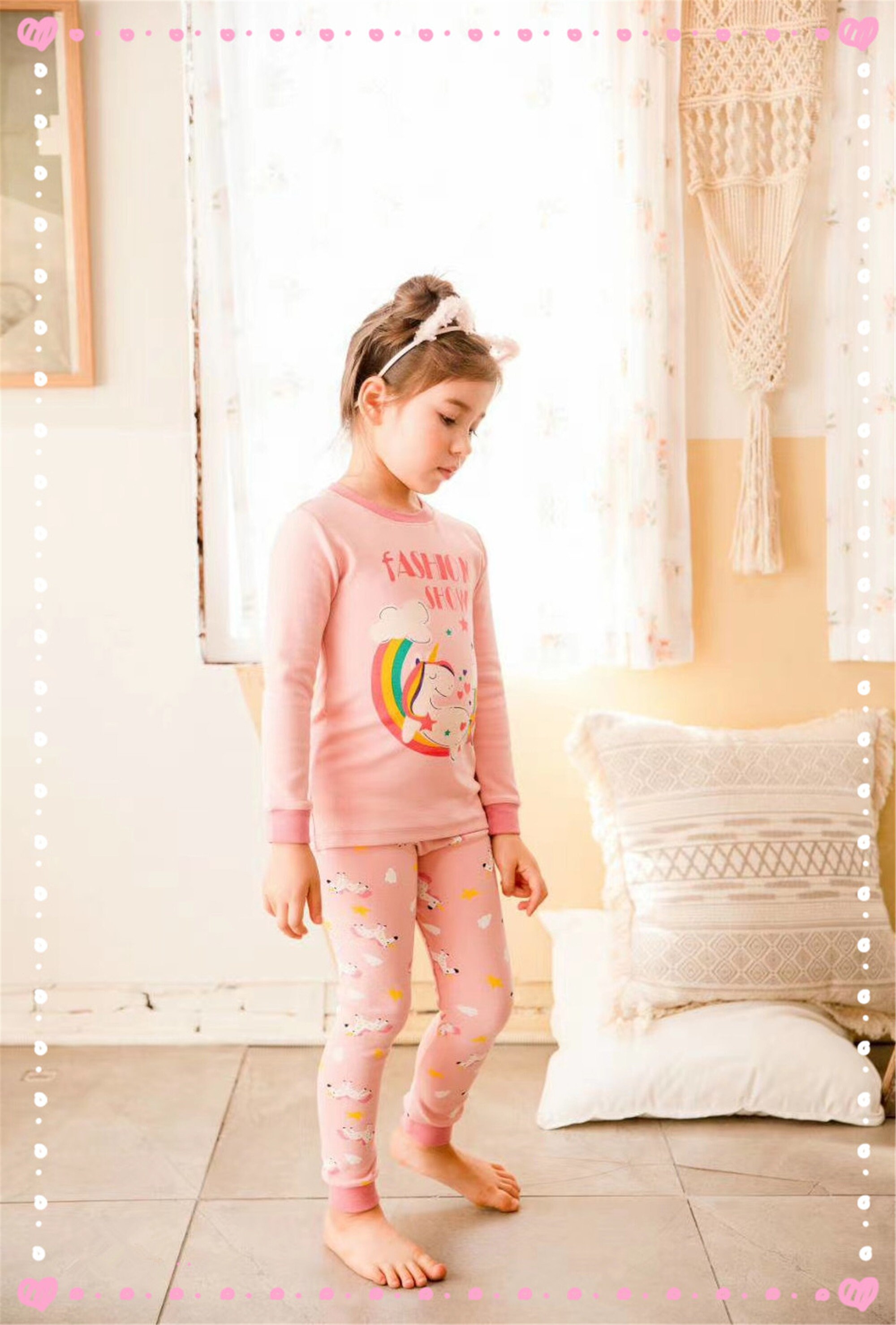 Cotton Pajama Set for 110 Year Old Kidgirl Rainbow Unicorn Etsy UK