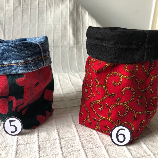 Utensilo aus Jeans und afrikanischen Stoffen - Upcycling - Aufbewahrung