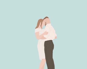 custom portrait // Christmas gift // faceless couple portrait  // minimalistic digital portrait // personalized gift // gift for friend