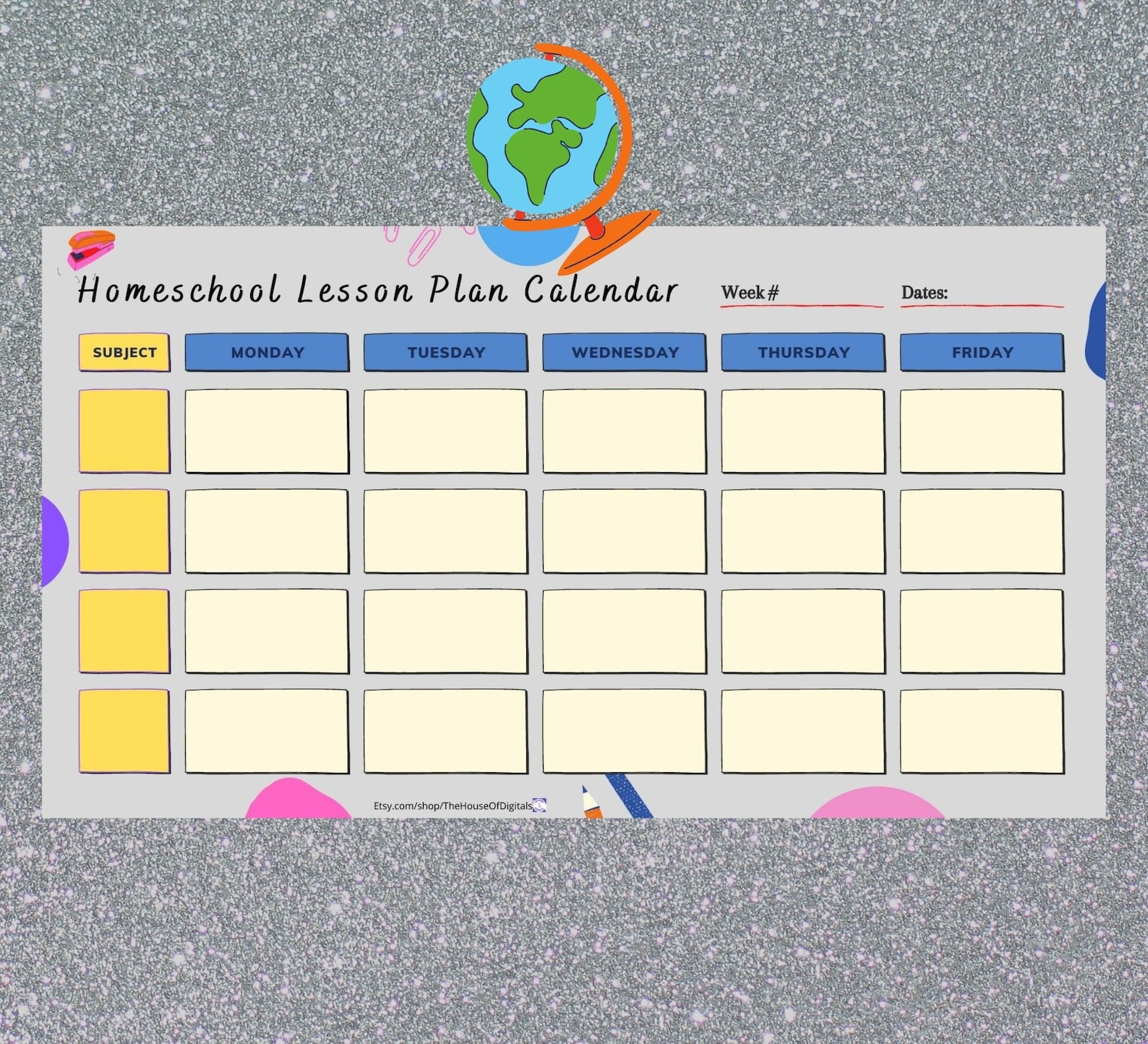 EDITABLE Homeschool Lesson Plan Calendar Fillable weekly Etsy