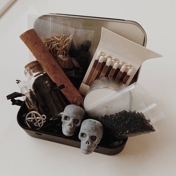 Mini Witch Altar for Protection || 12 Piece Portable Witch Supply | Altar Supplies | Witchcraft Accessories | Broom Closet | Occult Kit Box
