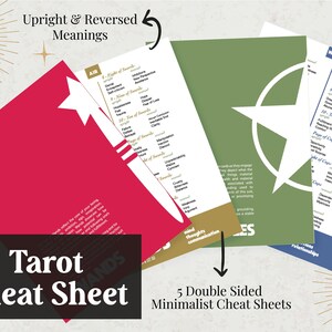 PARTITION DE TAROT || Feuilles de travail pour débutants Cartes de référence du guide Oracle Tarot Witch Divination Impression couleur haute qualité