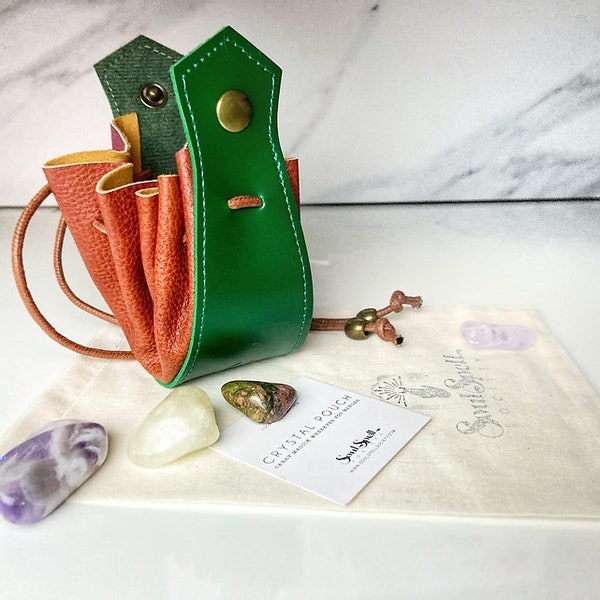 CRYSTAL POUCH | Protect Organize Healing Crystals Vegan Leather Stylish Storage Energy Stones Accessories Coin Charm Amulet Witch Purse Gift