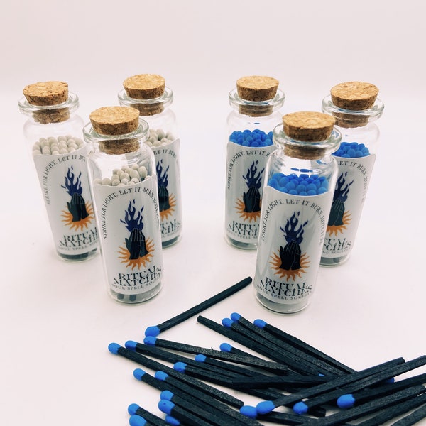 RITUAL MATCHES | Aesthetic Altar Decor Spellcasting Witchcraft Meditation Blue White Decorative Glass Jar Gift Magic Magick Tools Supply