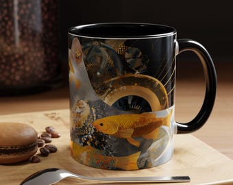 Gustav Klimt White Cat Painting Ceramic Mug | Art-Style Reproduction Coffee Cup