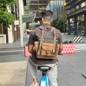 Grey canvas backpack hotsell