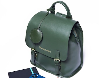 Personalized Leather Backpack Purse | Full Grain, Mini Travel Bag