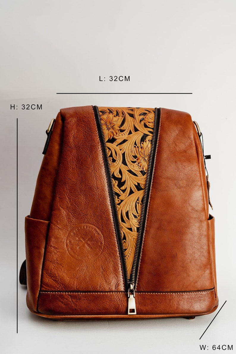 Handmade Leather Backpack for Women Fashionable University, College & School Backpack Preppy Style Women's Aesthetic Daily Use Backpack image 7