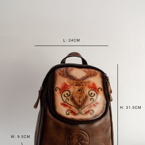 Geprägter Lederrucksack für Frauen Floral geprägt, leicht und langlebig Handgefertigter Rucksack Erhältlich in mehreren Farben Bild 6