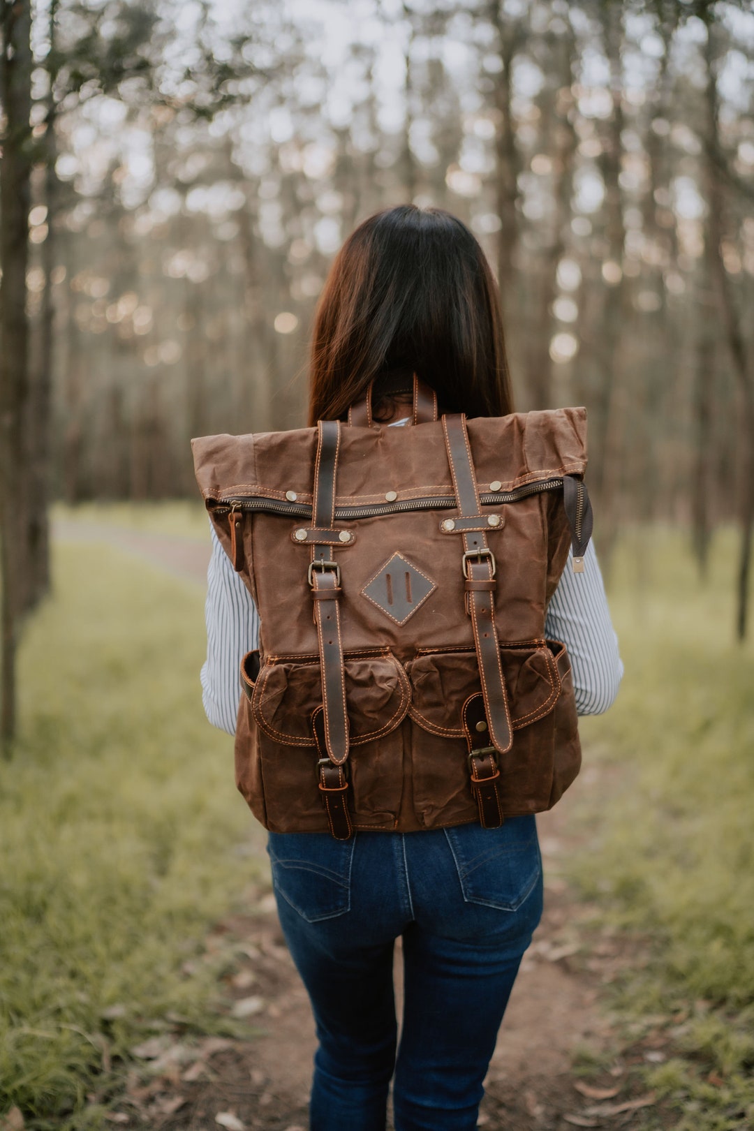 Handgefertigter Canvas Rucksack Damen| Premium Vintage Custom