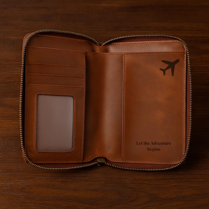 Personalized Full Grain Leather Passport Holder: Travel Wallet image 3